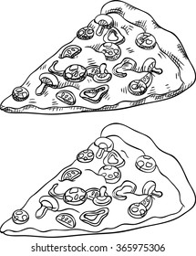 Piece of pizza. Isolated
