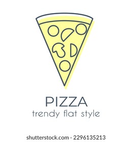 piece of pizza isolated on white background, simple icon in trendy flat style