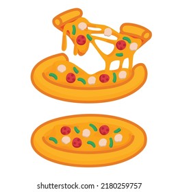 piece of pizza kawaii doodle flat cartoon vector illustration
