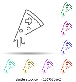 Piece of pizza multi color icon. Simple thin line, outline vector of web icons for ui and ux, website or mobile application