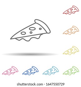 A piece of pizza in multi color style icon. Simple thin line, outline vector of food icons for ui and ux, website or mobile application