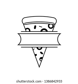 piece of pizza. vector icon. isolated cute craft food illustration. black color. slice of pizza.