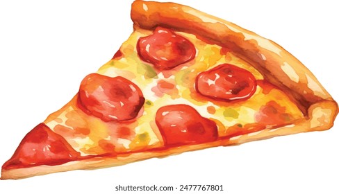 piece of pizza watercolor drawing vector illustration