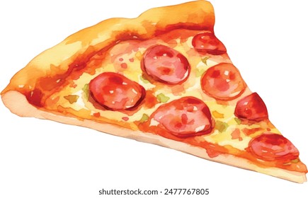 pedazo de pizza acuarela dibujo Ilustración vectorial