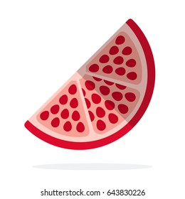 Piece of pomegranate vector flat material design isolated on white