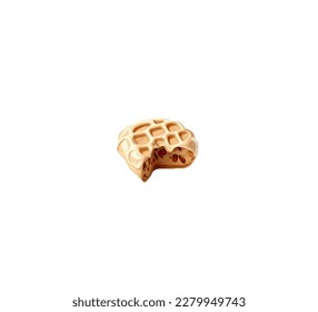 Piece of puff pastry pie and chocolate filling. Cartoon pie vector illustration isolated on white background