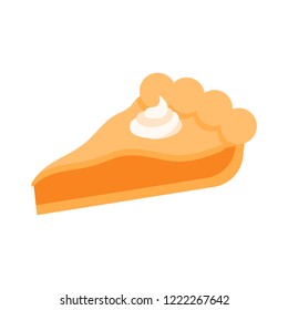 Piece of pumpkin cake, vector isolated illustration o white background