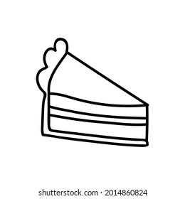 Piece Of Pumpkin Pie. Doodle Vector Illustration. Isolated On A White Background.