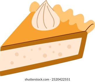 Piece of pumpkin pie. Traditional holiday dish for Thanksgiving day and Halloween. White background.