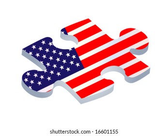 Pieza de rompecabezas con bandera estadounidense