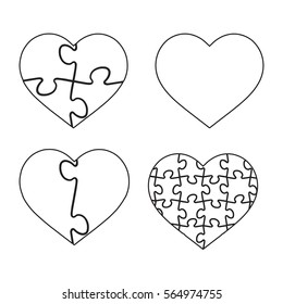 Piece puzzle heart, vector illustration isolated on white background
