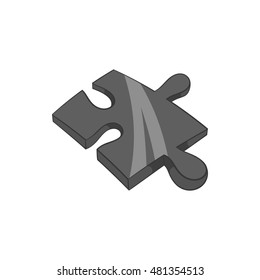 Piece of puzzle icon in black monochrome style isolated on white background. Childrens toy symbol vector illustration