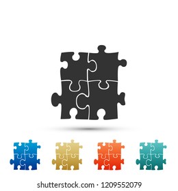 Piece of puzzle icon isolated on white background. Modern flat, business, marketing, finance, internet concept. Set elements in colored icons. Flat design. Vector Illustration