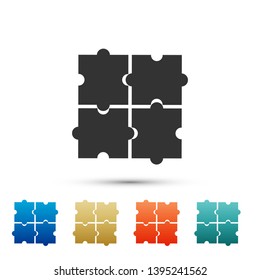 Piece of puzzle icon isolated on white background. Business, marketing, finance, template, layout, infographics, internet concept. Set icons in color icons. Vector Illustration