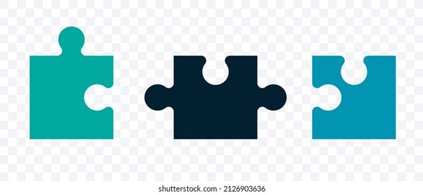 Piece of the puzzle. Puzzle icons black, clipart isolated on a white background.