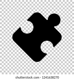 Piece of puzzle, sign of logic, simple icon. Black symbol on transparent background