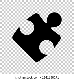 Piece of puzzle, sign of logic, simple icon. Black symbol on transparent background
