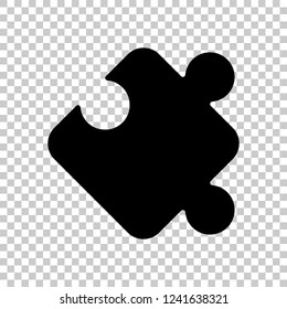 Piece of puzzle, sign of logic, simple icon. Black symbol on transparent background
