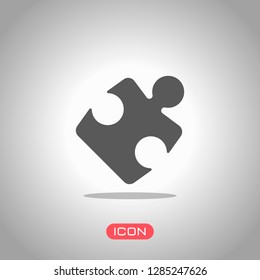 Piece of puzzle, sign of logic, simple icon. Icon under spotlight. Gray background
