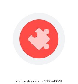 Piece of puzzle, sign of logic, simple icon. Icon in colored circle with gray bold border. Web button, modern flat design