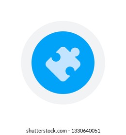 Piece of puzzle, sign of logic, simple icon. Icon in colored circle with gray bold border. Web button, modern flat design