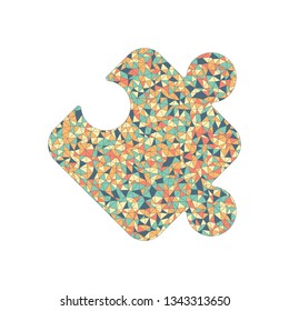 Piece of puzzle, sign of logic, simple icon. Colored mosaic with polygons