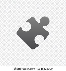 Piece of puzzle, sign of logic, simple icon. On grid background