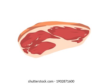 Piece of raw sliced meat steak fresh meat for bbq vector illustration on white background