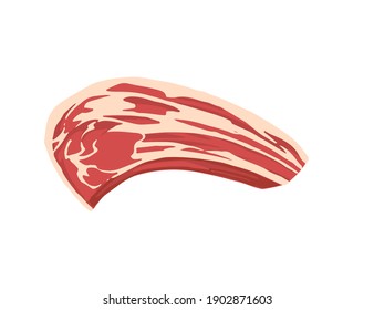 Piece of raw sliced meat steak fresh meat for bbq vector illustration on white background