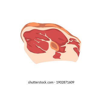Piece of raw sliced meat steak fresh meat for bbq vector illustration on white background
