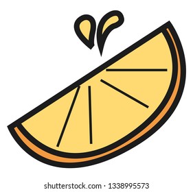 A piece of ready to serve juicy orange or lemon fruit vector color drawing or illustration 