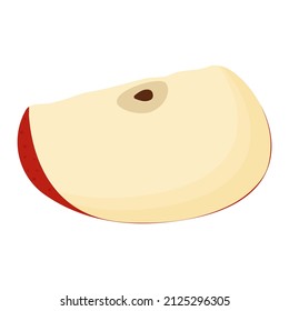 A piece of red apple isolated on white background. Flat vector illustration