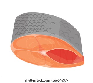 a piece of red fish on a white background