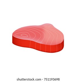 Piece of red fish. Vector illustration isolated on the white background