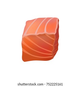 Piece of red fish. Vector illustration isolated on the white background