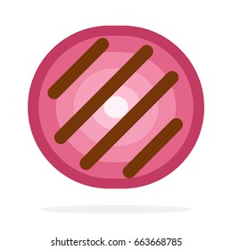 A piece of red onion roasted on a grill vector flat material design isolated on white