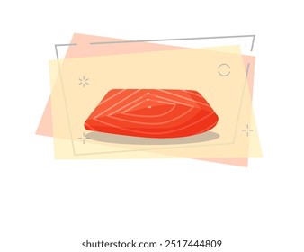 Piece of red trout illustration. Red, fish, product. Food concept. Vector illustration can be used for topics like cuisine, market place