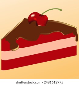 Ein Stück rote Samtkuchenscheibe