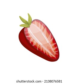 Piece of ripe strawberry.Cartoon vector graphic.