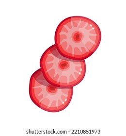 A piece of ripe summer strawberries. Cartoon vector graphics.