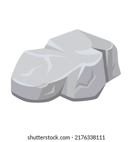 Piece of rock. Rock isolated on white. Piles of grey boulders, cobbles and gravels. For mountains, geology, rock fall