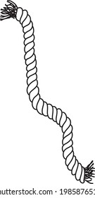 trozo de dibujo de línea blanca y negra vectorial de cuerda.