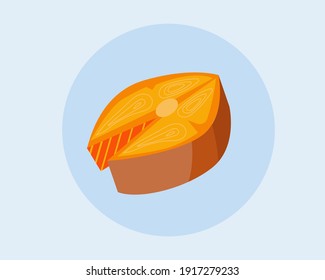 Lachs-Stück. Cartoon Vektorstil für Ihr Design. 