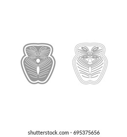 Piece salmon fish grey set icon .