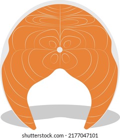 A piece of salmon on a transparent background. Vector illustration. Painted decorative element. Seafood and seafood cuisine.