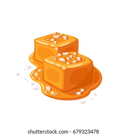 Piece Of Salted Caramel .Vector Illustration Flat Icon Isolated On White.