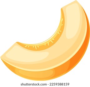 Piece, slice of cartoon melon on transparent background