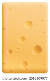 A piece of smoked cheese cross section texture isolated on white vertical background graphic illustration.