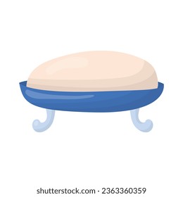 una pieza de jabón está en el plato de jabón. ilustración vectorial en un fondo blanco.