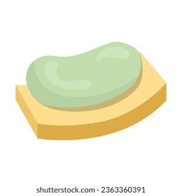 a piece of soap is in the soap dish. vector illustration on a white background.